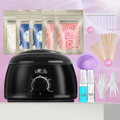 Wax Warmer Hair Removal Kit, 46-Piece Home Waxing Set with 5 Bags Wax Beans, Full Body Hair Removal