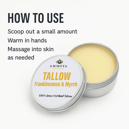 Tallow Balm Grass-Fed Natural Moisturizer for Dry Skin – Deep Hydrating Handcrafted Body Balm 3 Scents Chamomile Rose Honey Frankincense