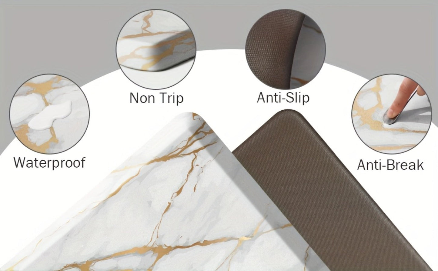 Anti Fatigue Kitchen Mat Non-Slip Cushioned Floor Rug for Standing Desk Sink Office – Marble Pattern