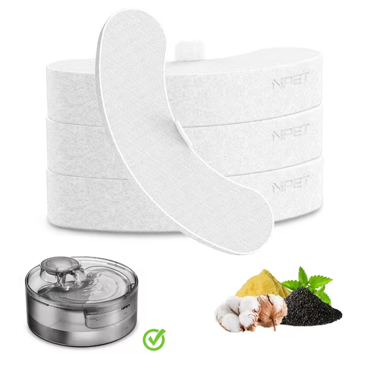NPET DF10 Pet Water Fountain Replacement Filters – Multi-Pack Activated Carbon Filter Cartridges for Dog & Cat Water Fountain