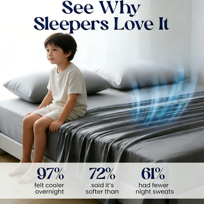 Bamboo Blend Cooling Bed Sheet Set 4pcs – Ultra Soft Breathable Kids Sheets, Deep Pocket Fitted Sheet 18"-24"