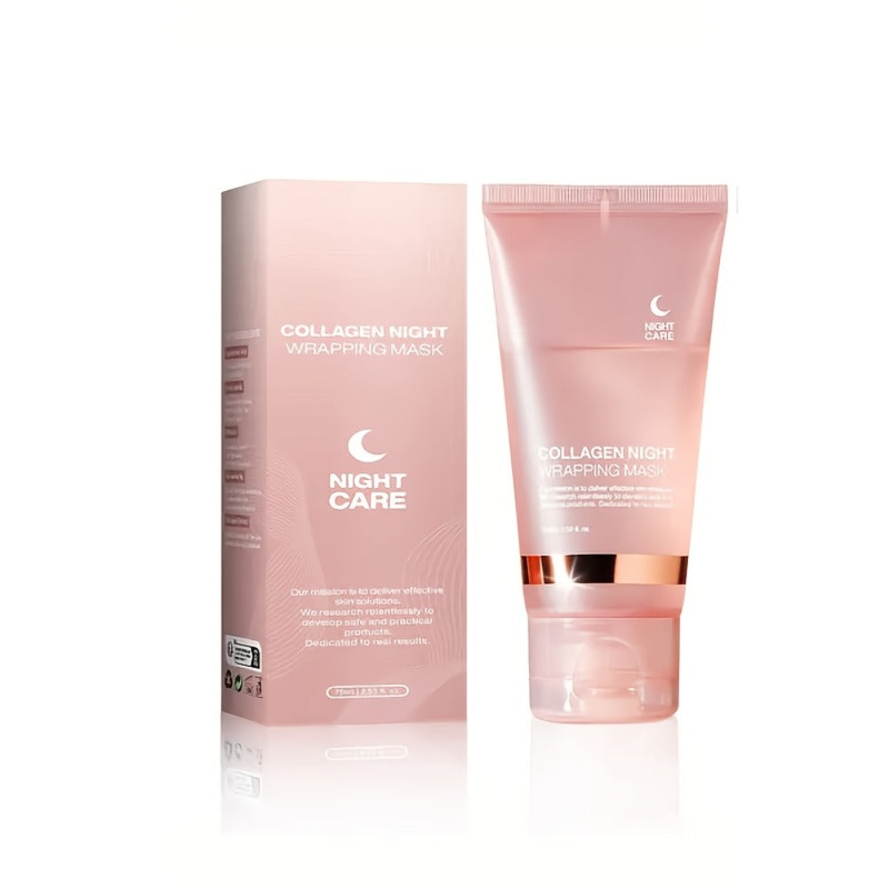 Collagen Night Wrap Mask with Jelly Brush 3pcs Hyaluronic Acid Deeply Moisturizing Nourishing Overnight Glossy Sleeping Mask for Women