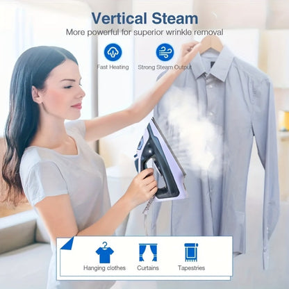 Clothes Steamer Non-Stick Soleplate Adjustable Thermostat Overheat Safety Protection 120V for Entryways, Bedrooms and Living Spaces