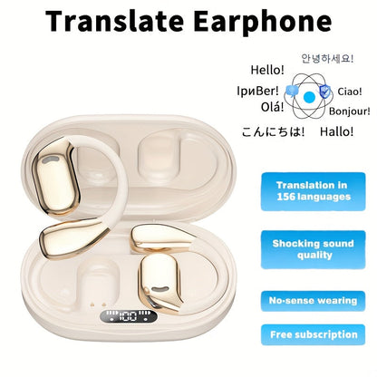 AI Translation Earbuds Bluetooth 5.4, 156 Languages Real-Time Two-Way Translation, Offline Mode, Audio Transcription & Photo Translation