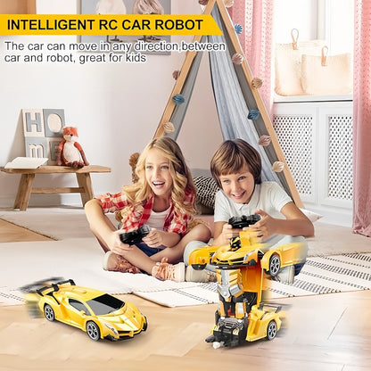 Transforming RC Robot Car for Kids 2.4GHz, One-Button Deformation Stunt Car 360 Drift LED Lights