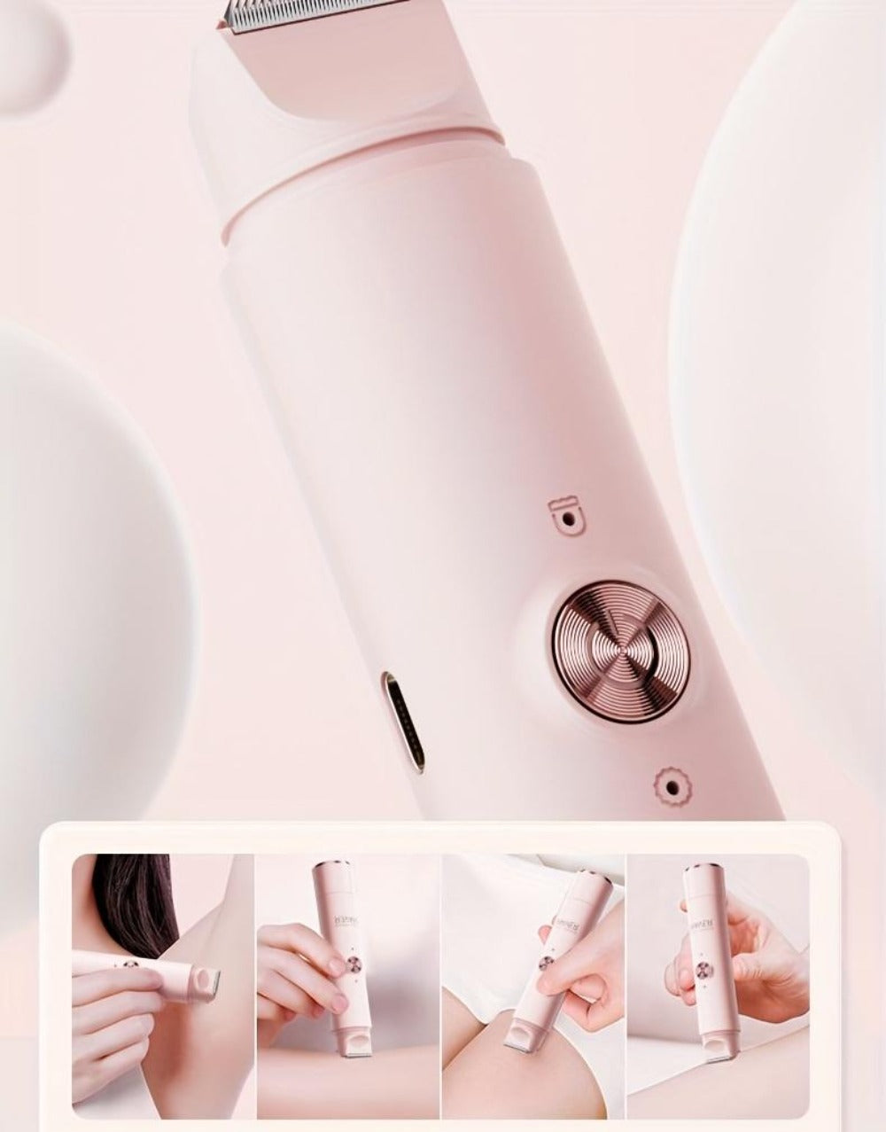 Electric Epilator for Women Double Head USB Rechargeable Hair Removal Shaver Bikini Trimmer Body Private Area Grooming Device