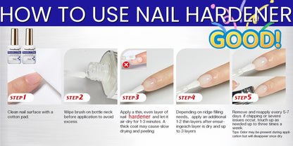 Nail Hardener for Weak Brittle Splitting Nails 2 Pack – Fast Drying White Nail Strengthener with Vitamin E
