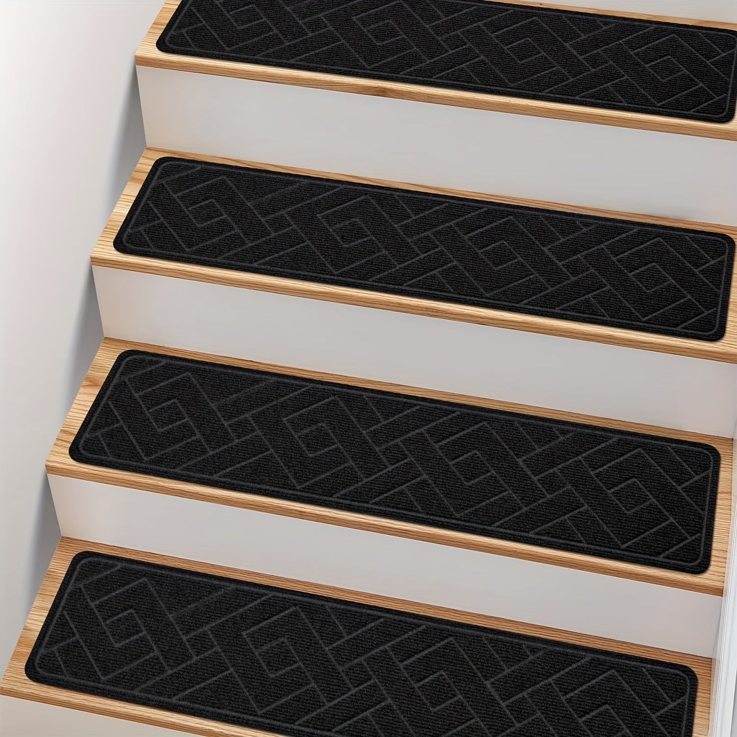 Stair Treads 15pcs 8"x30" Self-Adhesive Carpet Pads for Wooden Steps, Polyester Indoor Stair Mats for Safety
