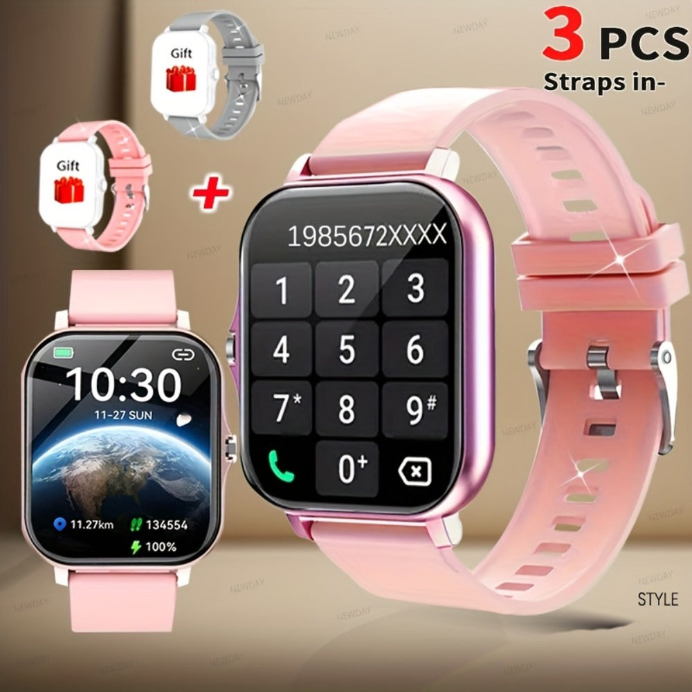 Smart Watch 1.83-Inch Full Touch Display with Wireless Calling, 180mAh Battery and Three-Strap Set