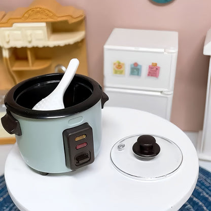 1:12 Scale Miniature Kitchen Appliance Set with Rice Cooker, Blender, Coffee Maker and 3-Piece Checkout