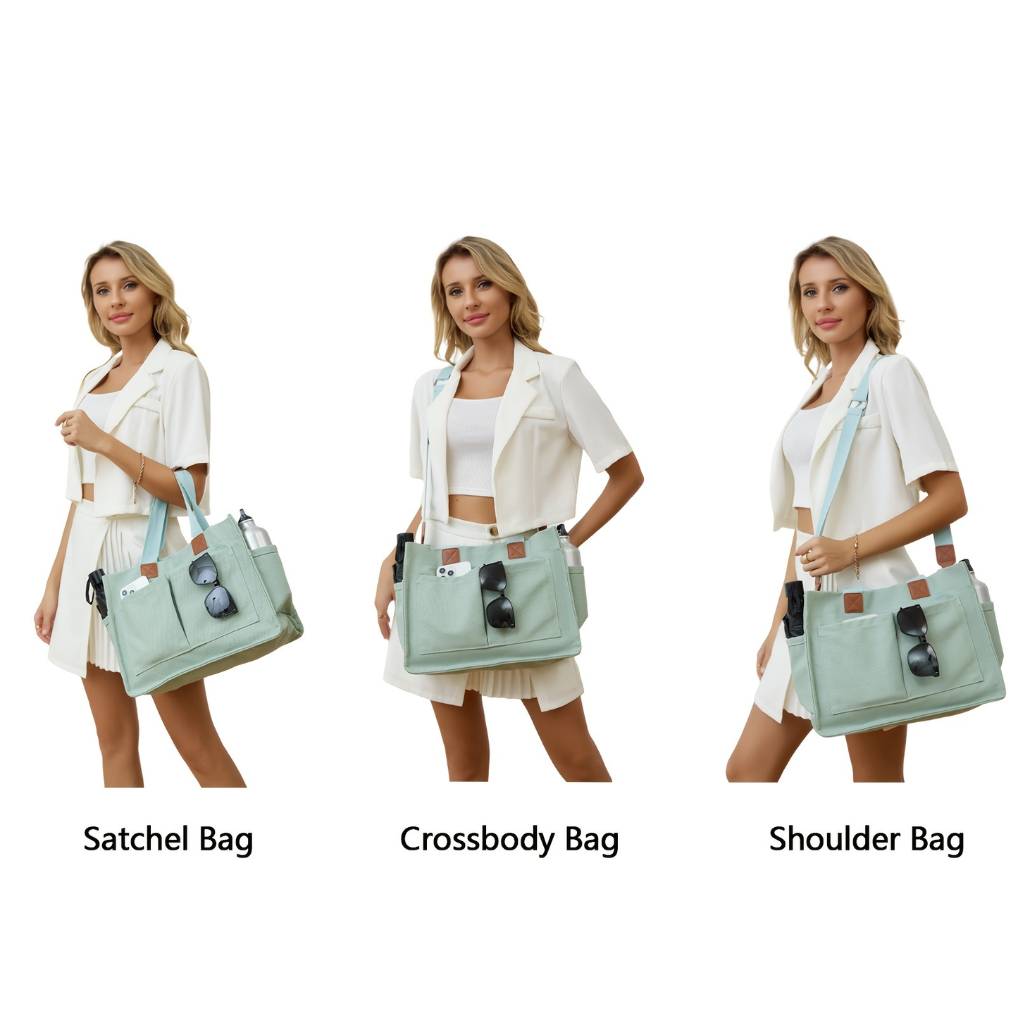 Large Utility Tote Bag for Women with Multiple Pockets, Adjustable Strap and Small or Large Sizes