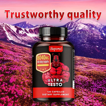 Ashwagandha Tongkat Ali Supplement for Men with Maca Root, Ultra Testo Triple Adaptogen Formula for Testosterone Support