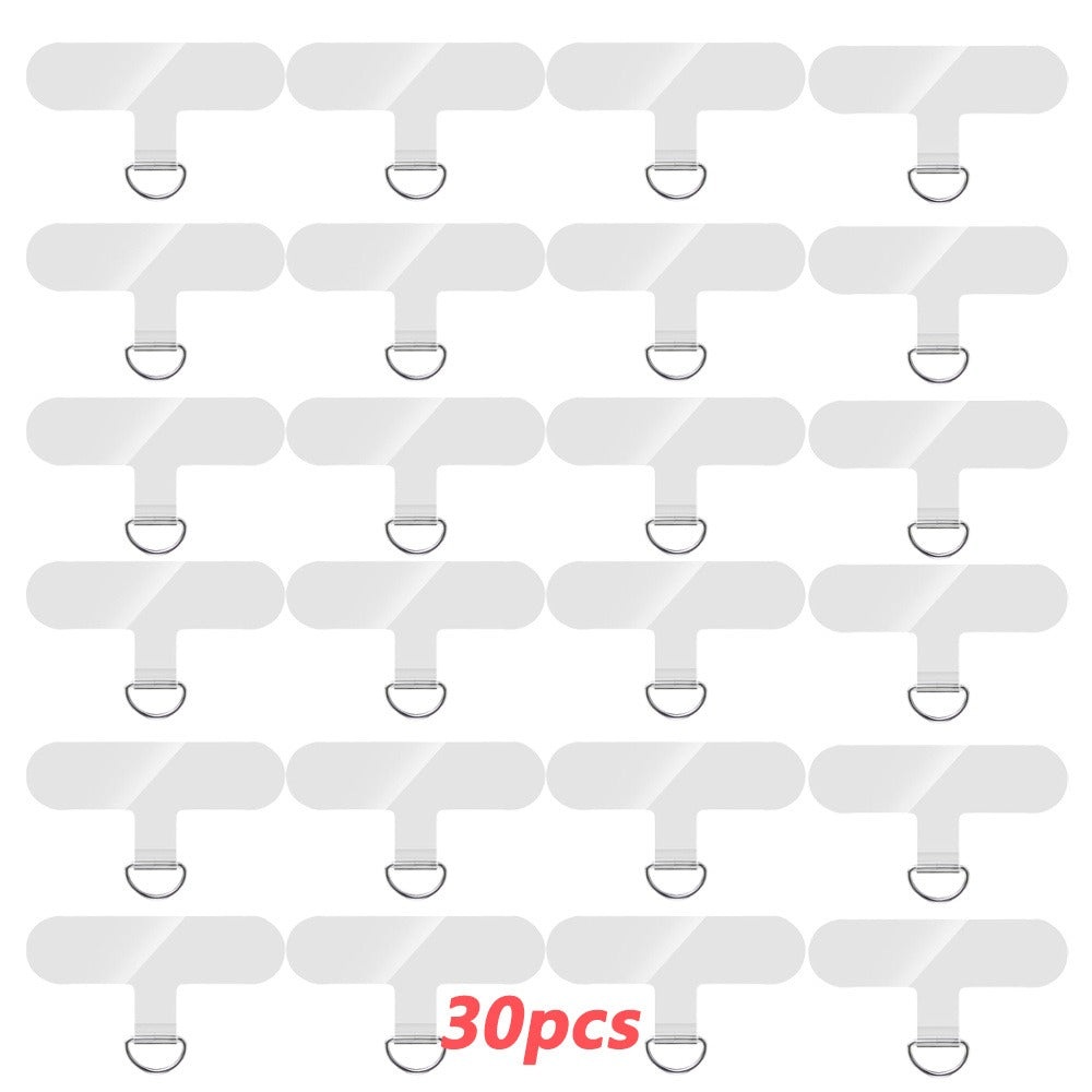 Phone Lanyard Patch 30pcs Transparent TPU Adhesive Pad Metal Buckle Anti-Lost Hook Universal DIY Strap Tether Kit for Phone Cases Keys
