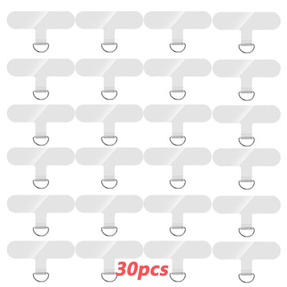 Phone Lanyard Patch 30pcs Transparent TPU Adhesive Pad Metal Buckle Anti-Lost Hook Universal DIY Strap Tether Kit for Phone Cases Keys