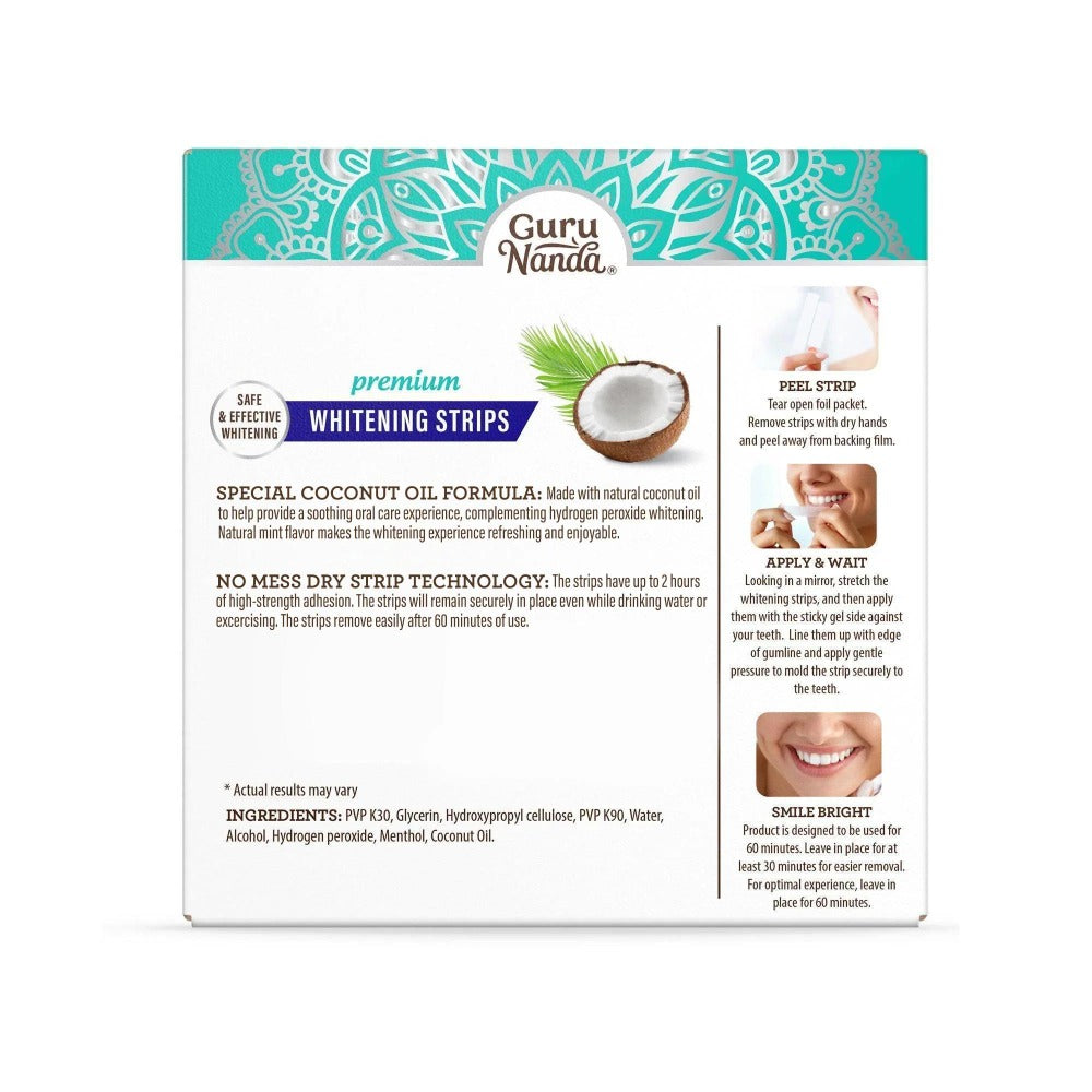 Hydrogen Peroxide Whitening Strips 7-Day Treatment, Non-Slip Dry Strip Technology with Coconut Oil Formula