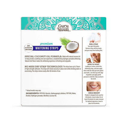 Hydrogen Peroxide Whitening Strips 7-Day Treatment, Non-Slip Dry Strip Technology with Coconut Oil Formula