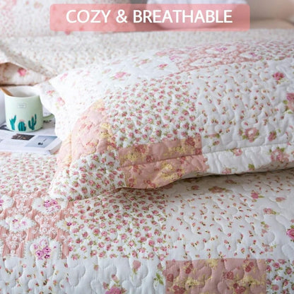 Floral Quilt Set Lightweight Bedspread Coverlet 2 or 3-Piece, All Season Hypoallergenic Breathable Paisley Patchwork Print Quilt for Bedroom