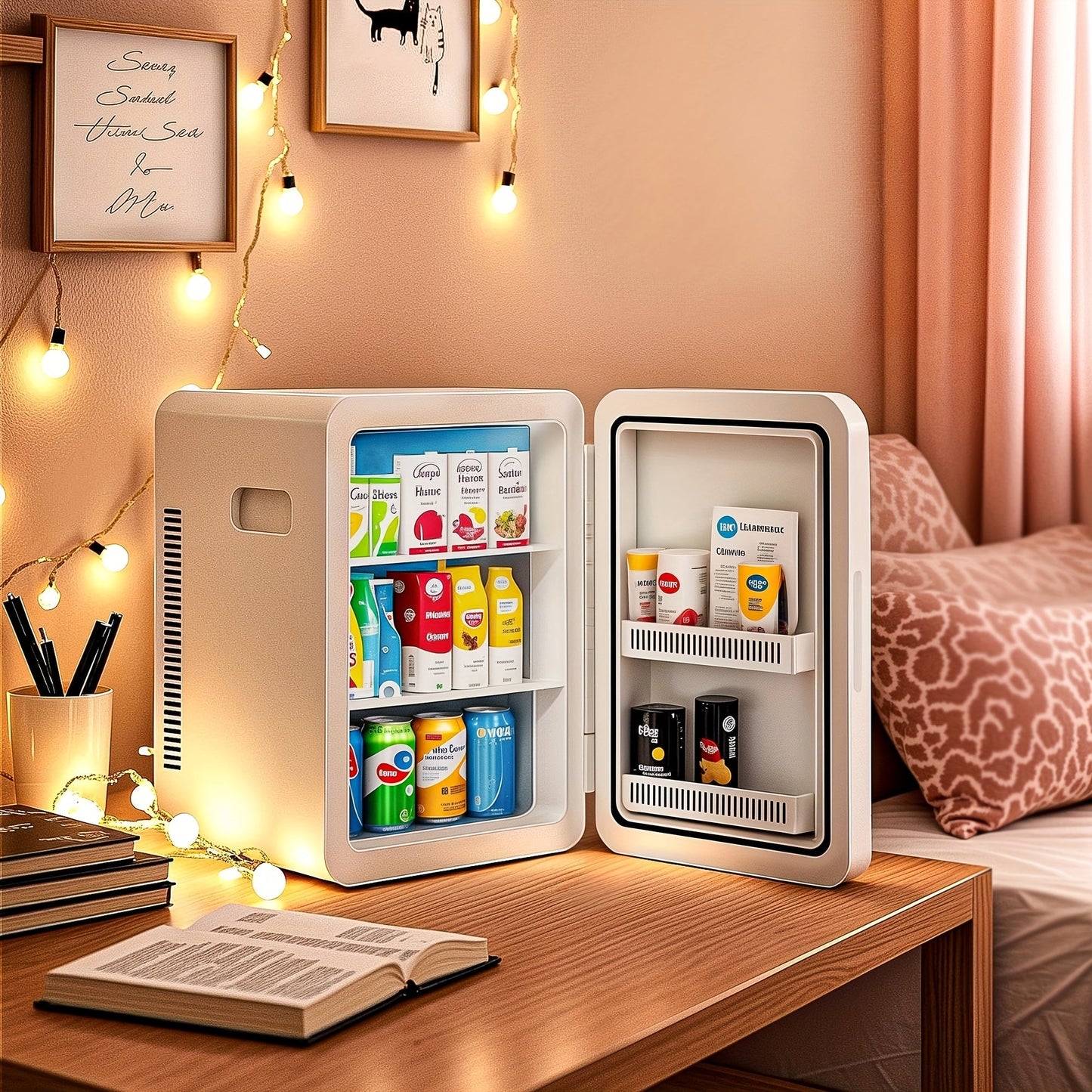Mini Fridge with Glass Front Door 15.8QT/23.3QT - Portable Cooler and Warmer AC/DC 12V, Small Refrigerator for Bedroom