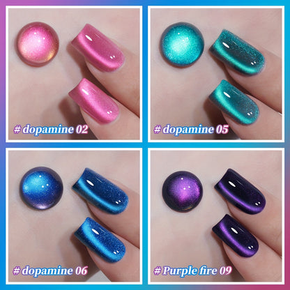 Gel Nail Polish 4-Color Interstellar Galaxy Magnetic Cat-Eye Set with Shimmer Finish and UV/LED Soak-Off Cure