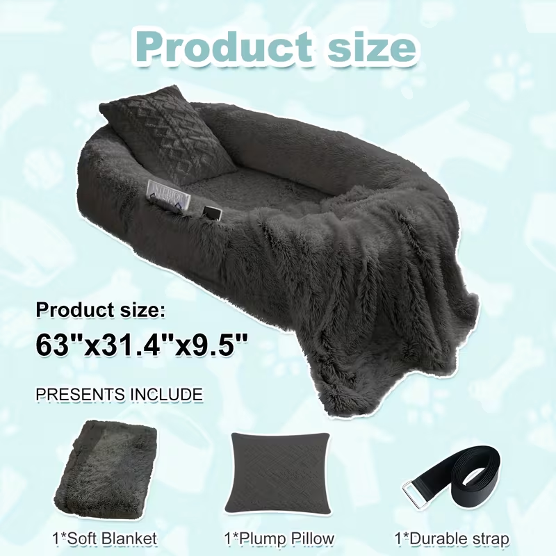 Human Dog Bed Extra Large – 70x44x11 Inch Washable Faux Fur Orthopedic Dog Bed for People & Pets, Non-Slip Giant Dog Bed with Removable