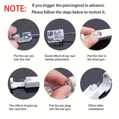 Disposable Ear Piercing Gun Set 8pcs - Stainless Steel Ear Stud Piercing Tool Kit for Entryways, Bedrooms and Living Spaces