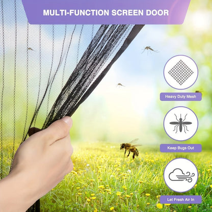 Magnetic Screen Door for Doorways – Heavy Duty Self-Sealing Mesh Door Screen with Magnetic Closure, Hands-Free, Pet & Kid Friendly