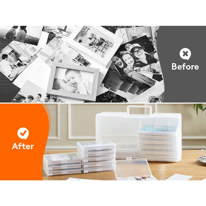 4x6 Photo Storage Box with 14 Inner Photo Keeper Cases Holds 1400 Photos Clear Plastic Photo Organizer with Lids Label Stickers BPA-Free