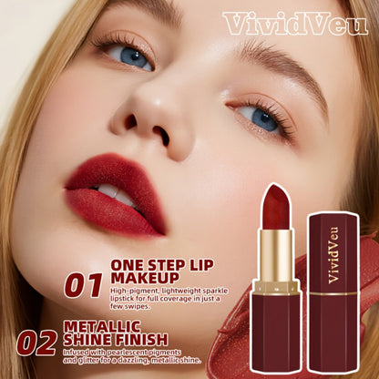 Lipstick Set, VividVeu 6-Piece Cream Bullet Collection with Numbered Rose, Red, Berry and Plum Shades