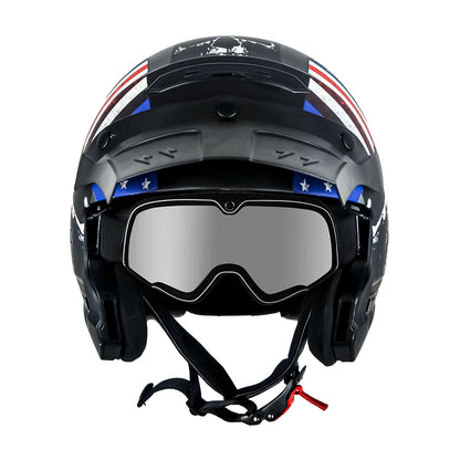 Motorcycle Helmet Convertible Full/Open-Face Shell with Detachable Mask, Smoked Shield, S-XL Sizes and Multiple Styles