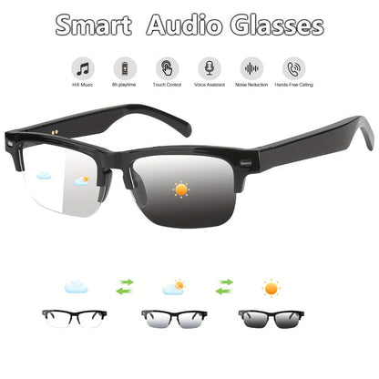 Smart Glasses Photochromic Audio Eyewear with Open-Ear Speaker, Microphone and Metal or Plastic Frames
