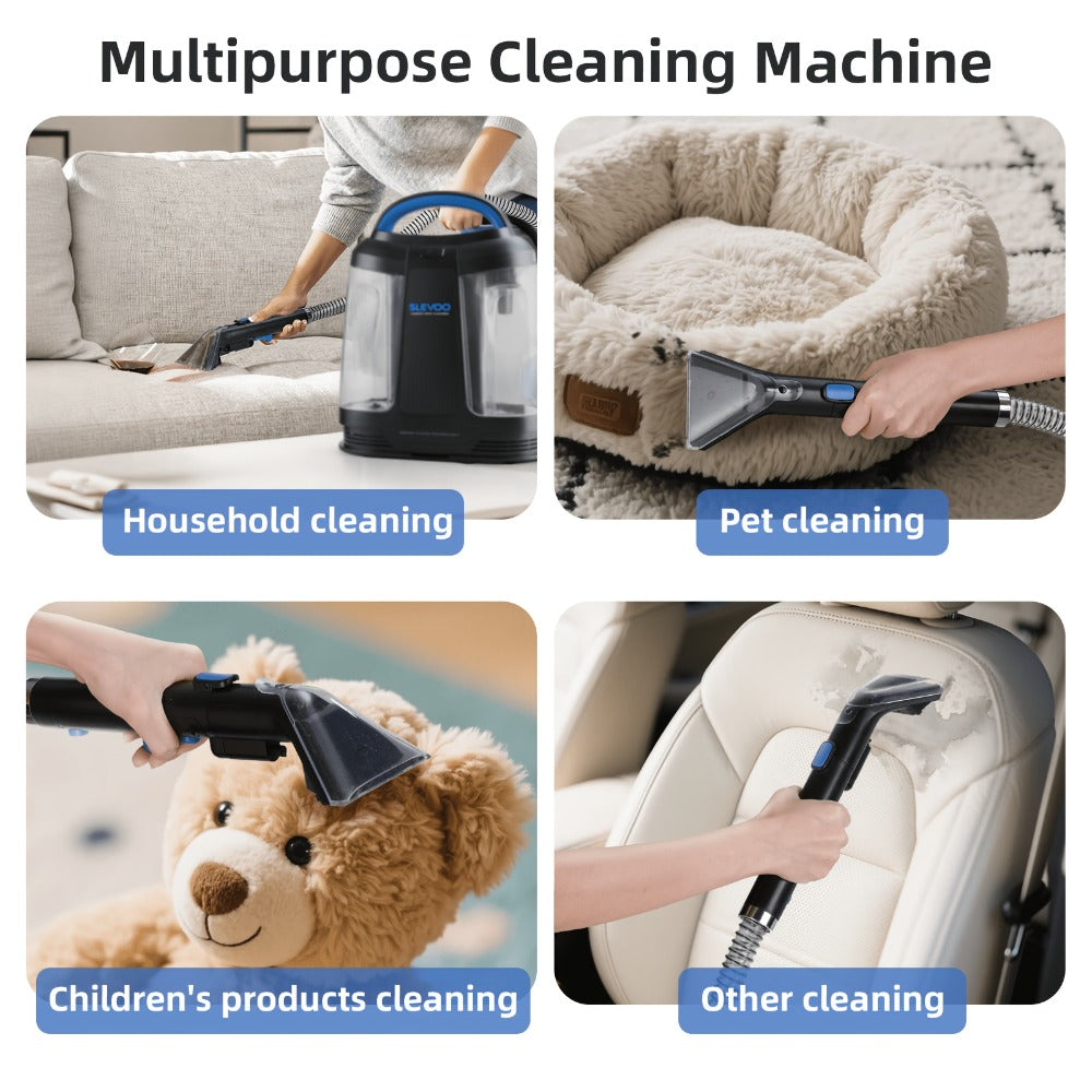 Portable Carpet Spot Cleaner 450W 12.5Kpa Upholstery Stain Remover Machine 42oz Tank 4.92ft for Entryways, Bedrooms and Living Spaces