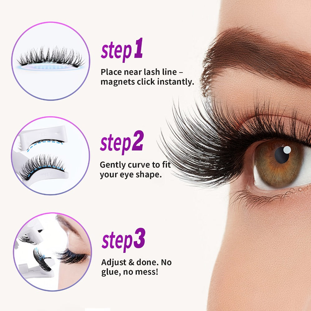 Waterproof 3D Magnetic Lashes 8Pcs Reusable Double Strip False Eyelashes Set with Clips & Glue – Natural Look for Women, Daily Wear