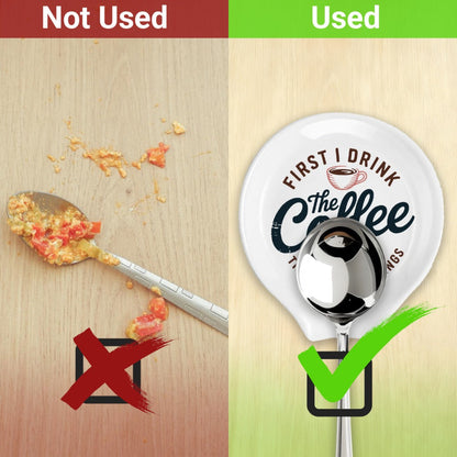 Ceramic Spoon Rest Funny Coffee Quote, "A Cup of No Return" Ceramic Utensil Holder for Coffee & Tea Spoons