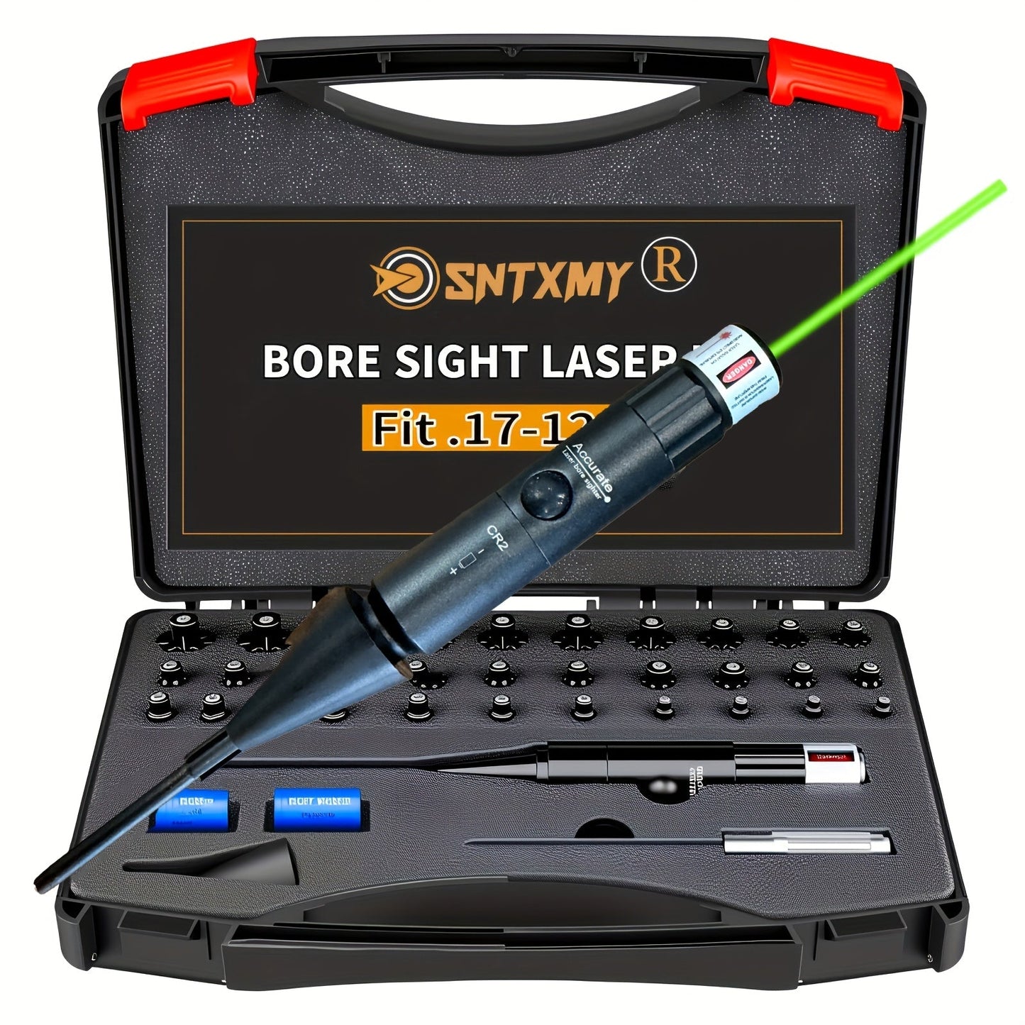 Bore Sight Laser Kit Red & Green Laser Boresighter with 8 & 32 Adapters – Multi-Caliber Universal Bore Sighter for .17 Cal to 12GA Rifle