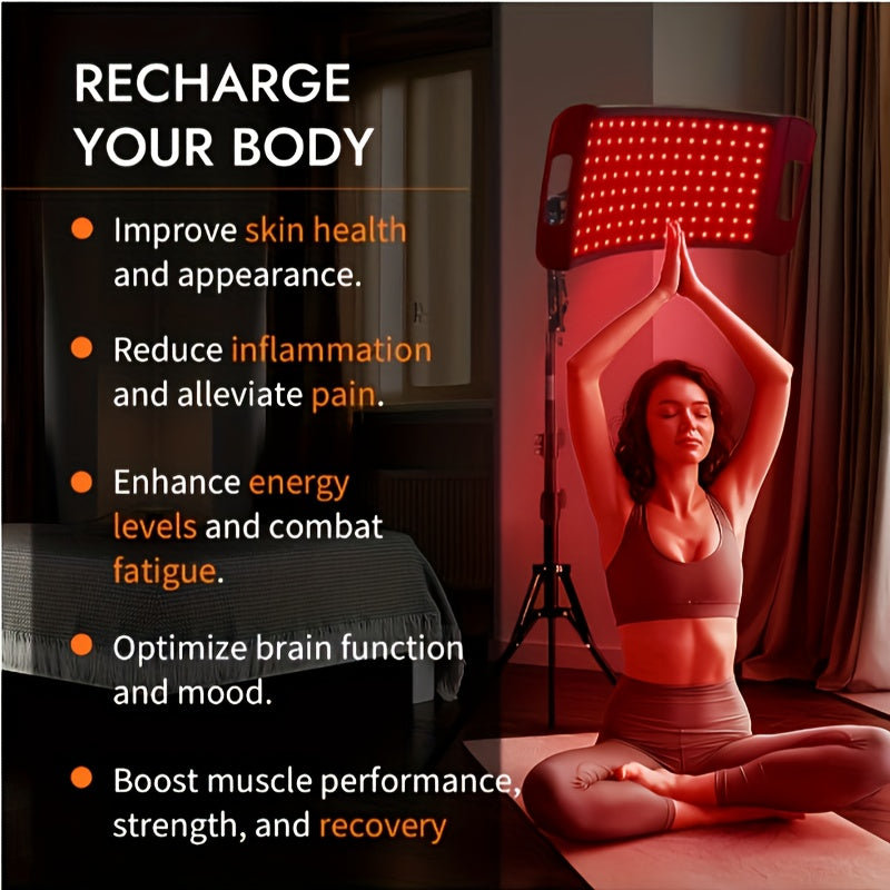 104-LED Red and Near-Infrared Light Panel with 15 x 8.6-Inch Silicone Face, Floor Stand and Articulating Arm