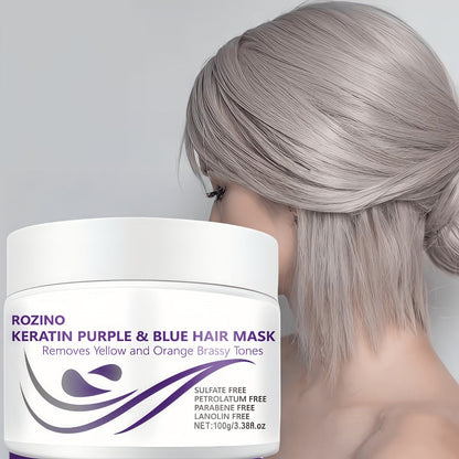 Purple Hair Mask Toner 2-Pack 3.53oz Removes Brassiness Yellow Tones Moisture, Violet Keratin Rosemary