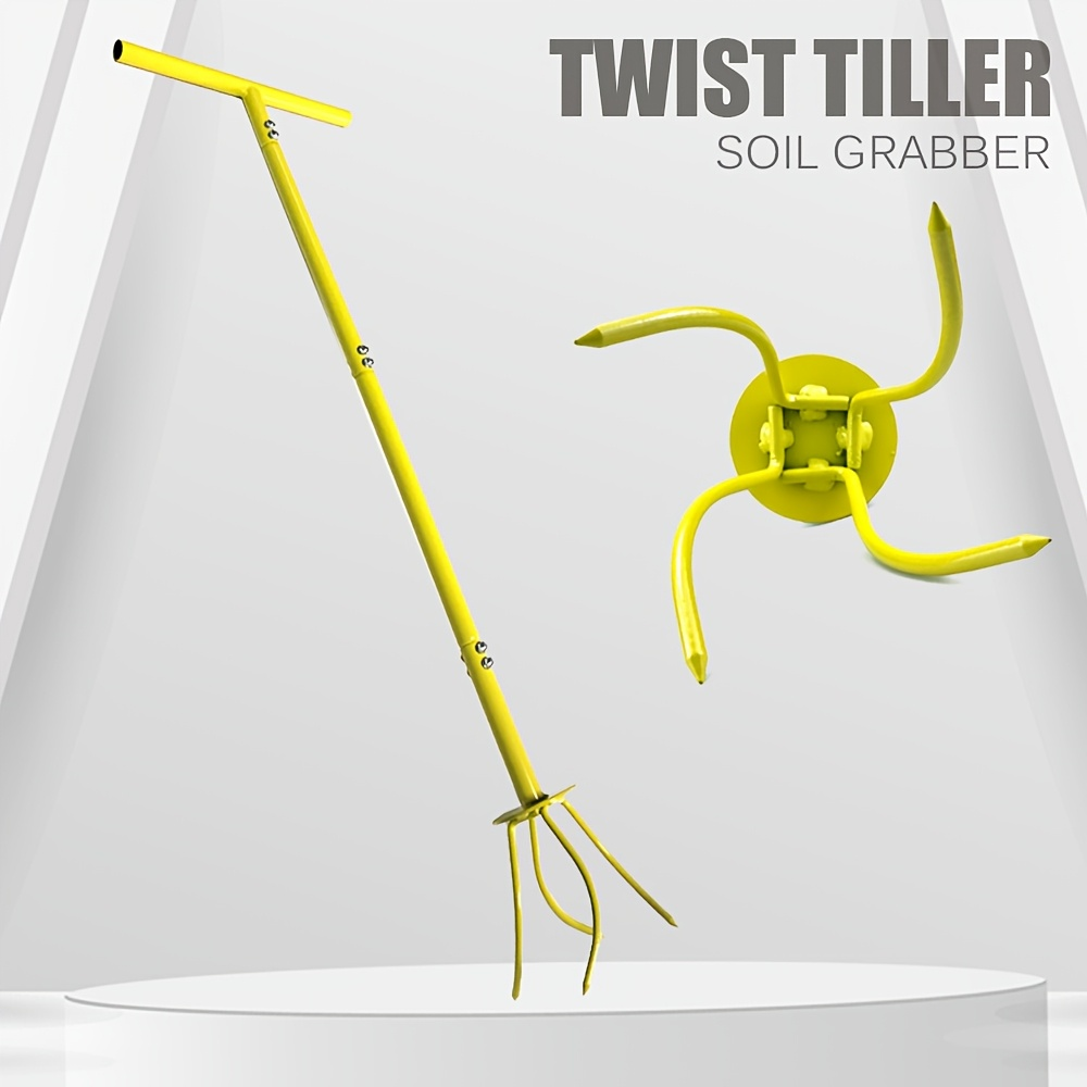 Garden Cultivator Manual Soil Loosener & Scarifier, Heavy-Duty Detachable Ergonomic Handle, Multi-Function Tool for Lawn Aeration