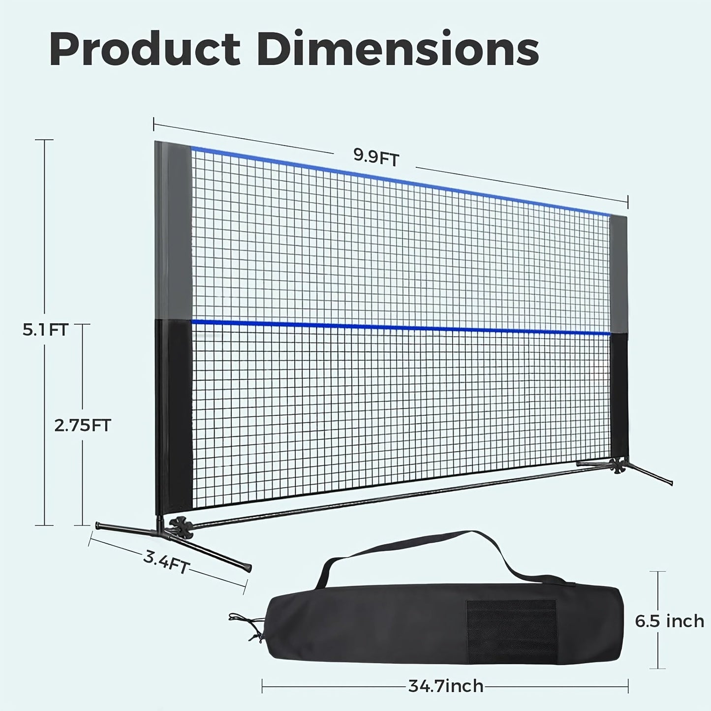 Badminton Volleyball Net Portable Adjustable Height 10ft 14ft 17ft Weather-Resistant Outdoor Indoor Backyard Pool Court Net with Carry Bag