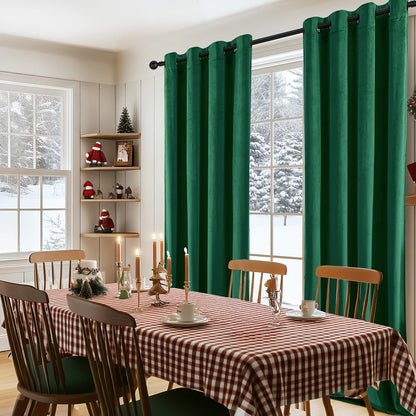 Velvet Room Darkening Curtains 2 Panels, Grommet Top Thermal Insulated Soundproof Blackout Curtains for Living Room Bedroom