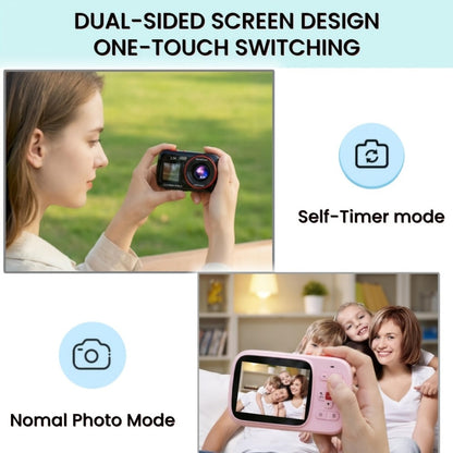 Digital Camera 2.5K Dual-Screen Compact with 72MP Capture Marking, Autofocus, Included 32GB Card and Four Colors