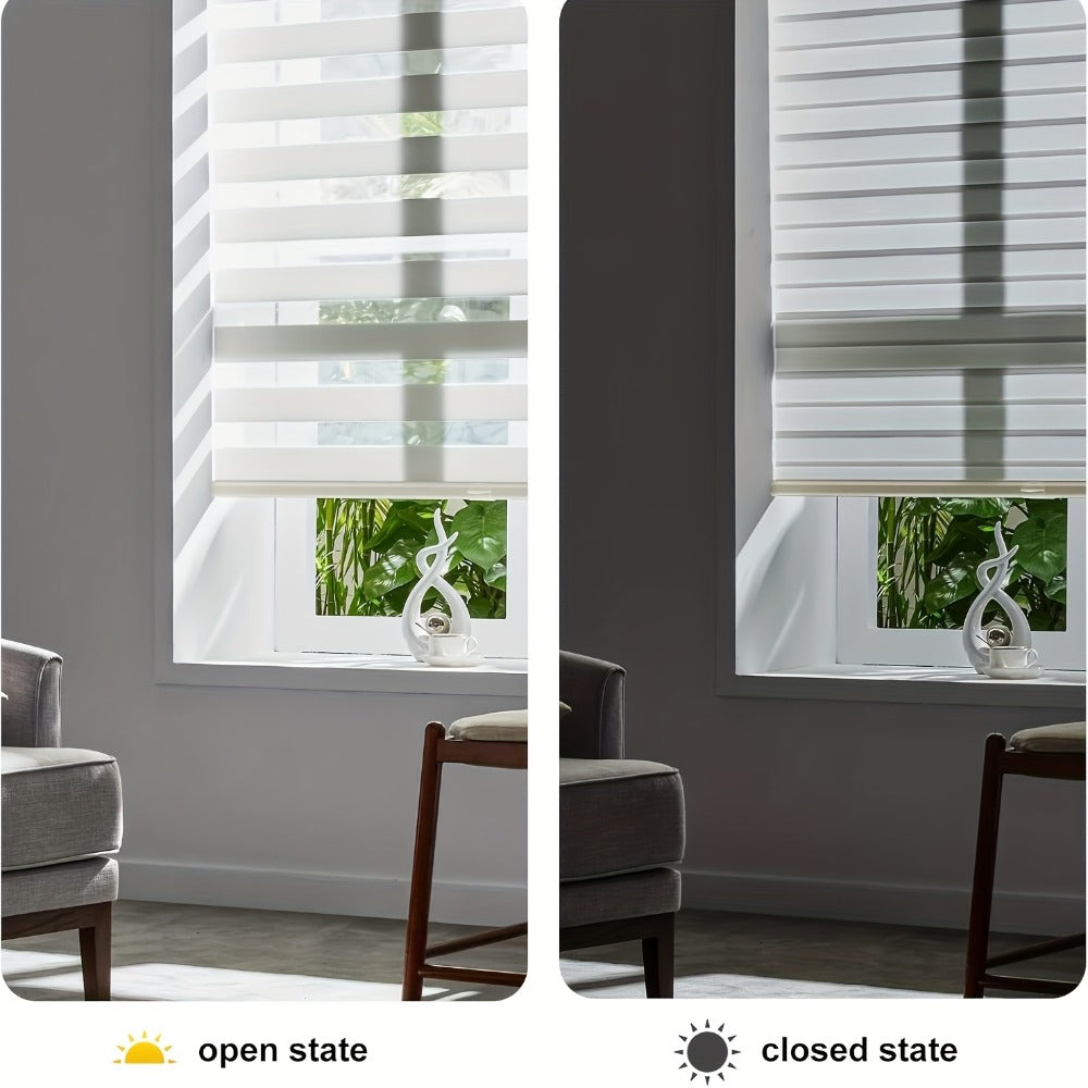 Cordless Zebra Blinds Double Layer Light Control Window Shades for Bedroom Living Room Office Easy Install Multiple Sizes