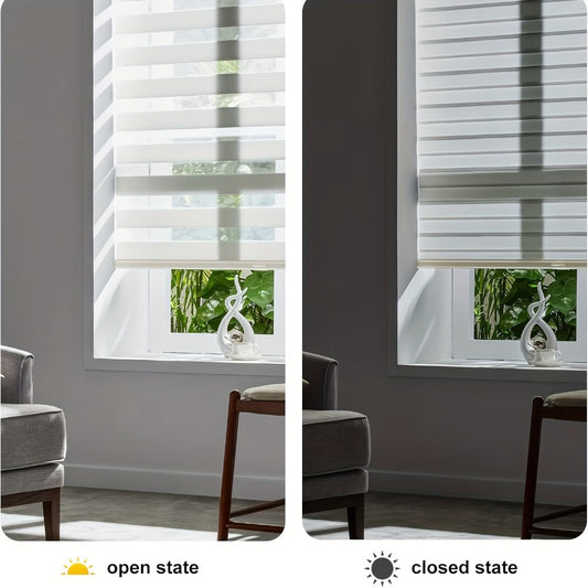 Cordless Zebra Blinds Double Layer Light Control Window Shades for Bedroom Living Room Office Easy Install Multiple Sizes