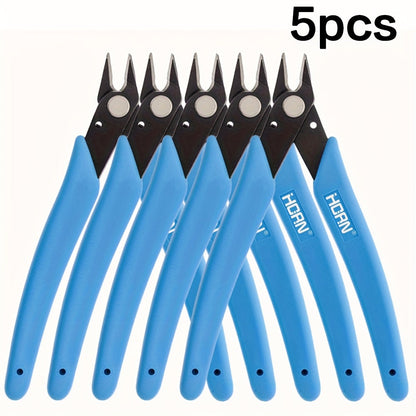 Five-Inch Flush Cut Wire Cutters with Blue Handles and 5- or 10-Piece Checkout Options for Fine Wire Work