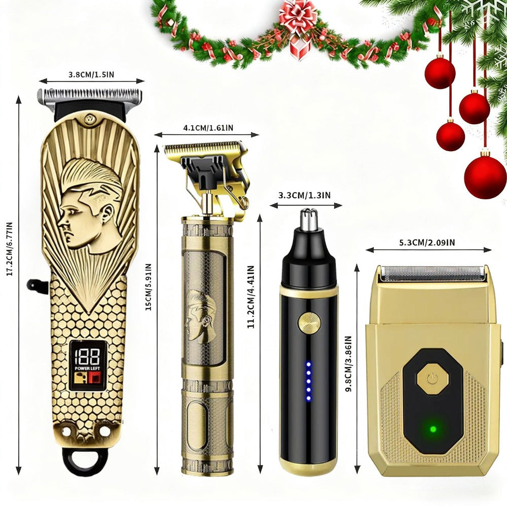 USB Precision Hair Clipper Set for Men, Wireless Electric Clippers & Nose Trimmer Shaver for Everyday Face, Beard and Body Grooming