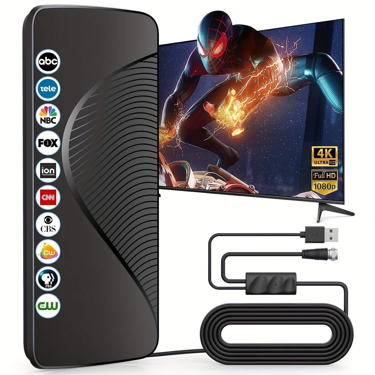 Amplified TV Antenna 150 Mile Range Indoor Outdoor, 8K 4K 1080P HD Digital Antenna, Free Local Channels ABC CBS NBC FOX PBS