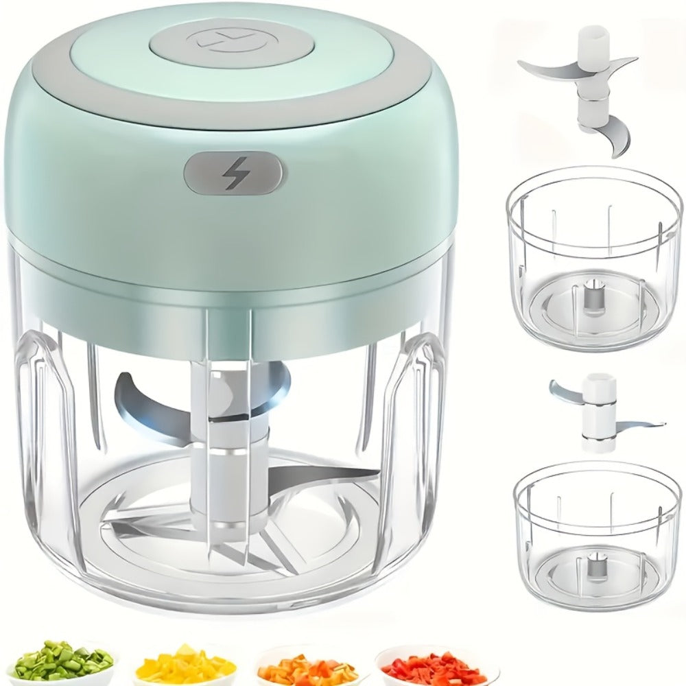 Electric Garlic Chopper & Mini Food Processor, Rechargeable USB Portable Garlic Mincer with 2-Cup Container