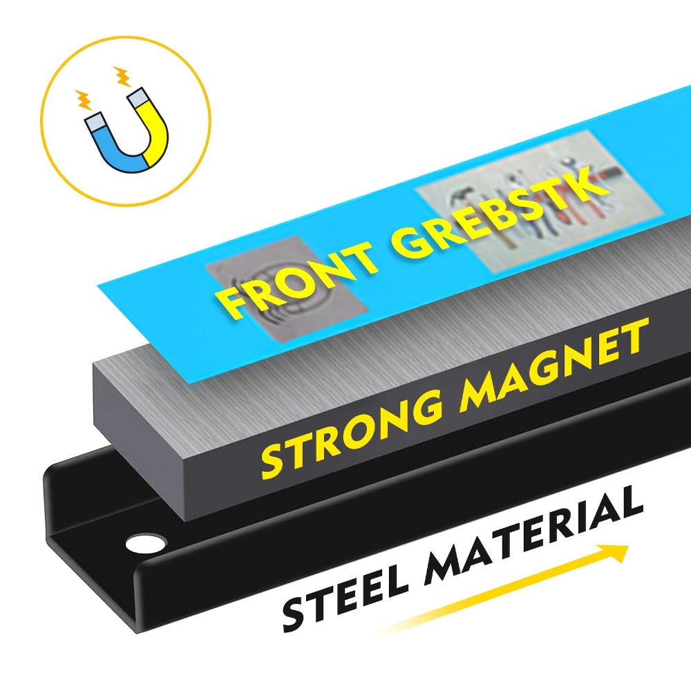 Magnetic Tool Bar Wall Mount Tool Holder 12/18 Inch, Iron Magnetic Knife Strip & Tool Rack for Kitchen