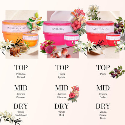Body Butter Set 3-Piece Solo En Ibiza Long-Lasting Fragrance Body Cream for Women & Men – 3 Scents 1.76 fl oz Each Daily Moisturizer