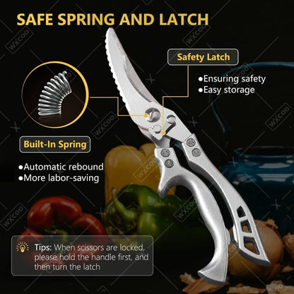 Kitchen Knife Set 8-Piece 5Cr15MoV Stainless Steel with Hammered Blades, Wood-Style Handles and Shears Options