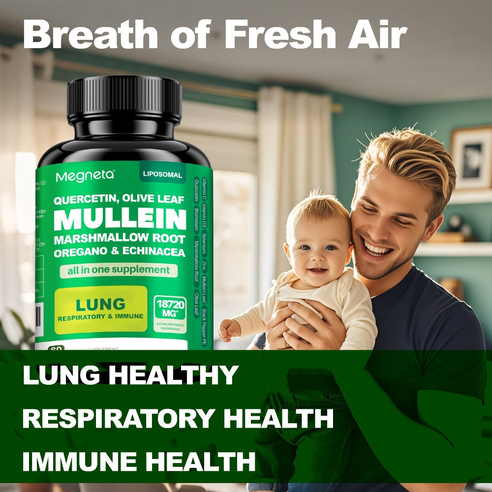 Mullein Leaf Lung Health Supplement with Quercetin, Bromelain, Vitamin C & D3, Zinc & Selenium